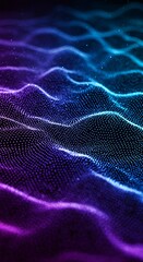 abstract background with low poly shape with connecting dots and lines on dark background.