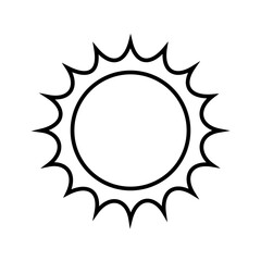Vector line weather icon of glowing sun isolated on white background. Icon for mobile apps, websites, weather forecast, etc.	
