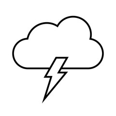 Vector line weather icon of thunderstorm an cloud isolated on white background. Icon for mobile apps, websites, weather forecast, etc.	
