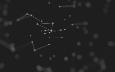 Abstract background. Molecules technology with polygonal shapes, connecting dots and lines. Connection structure. Big data visualization.