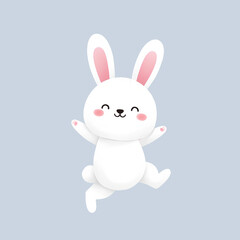 Fototapeta premium Easter Bunny Cartoon Illustration, Cute Holiday Rabbit Character