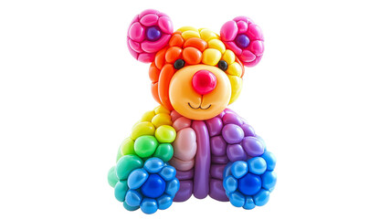 Colorful balloon bear sculpture at a festive event