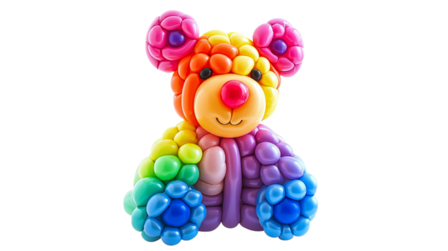 Colorful balloon bear sculpture at a festive event