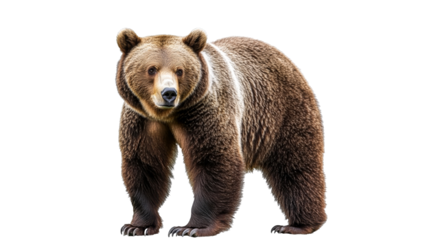 Grizzly bear on all fours in nature