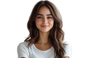 Smiling young woman with long brown hair