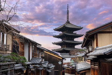a sunset in Gion, Japan 