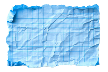 Crumpled blue grid paper ready for sketching