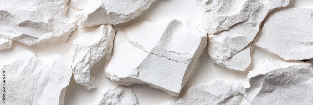 Poster the image is of a pile of white rocks, with some of them broken