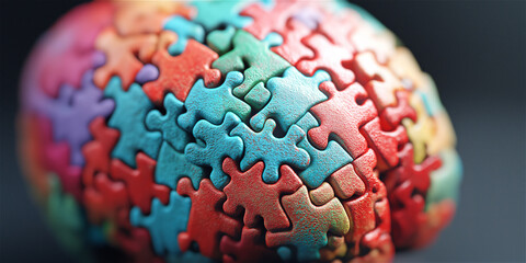 Colorful puzzle pieces fitting together, forming a spherical shape. The image represents problem-solving, creativity, and the idea of building something complex.