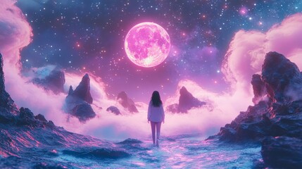 Obraz premium Cosmic Magical Girl Starry Sky Fantasy 2