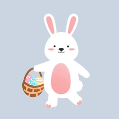 Easter Bunny Cartoon Illustration, Cute Holiday Rabbit Character