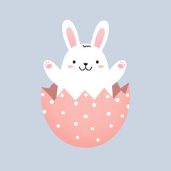 Easter Bunny Cartoon Illustration, Cute Holiday Rabbit Character
