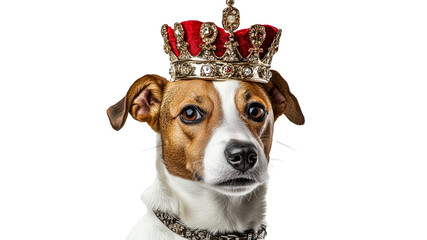 Dog in a crown posing for a regal portrait