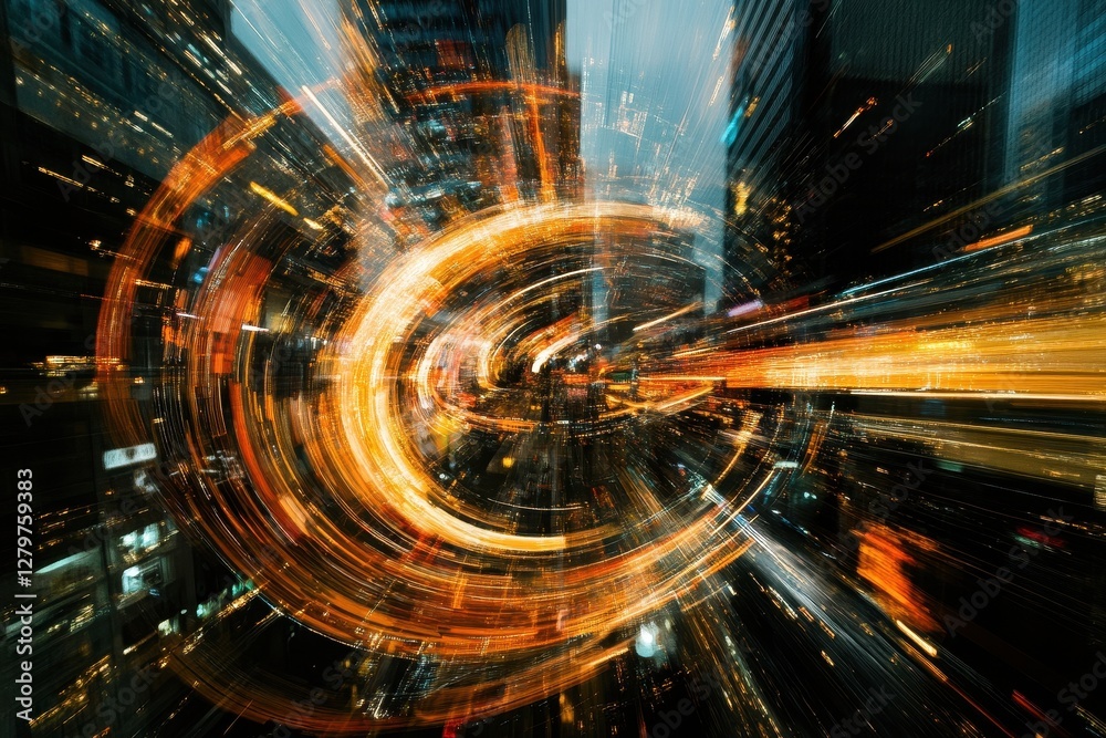 Aufkleber Digital waves of light and energy in abstract design create a mesmerizing visual journey through an unseen universe