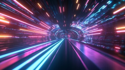 Neon SciFi Tunnel Hyper Speed Perspective 1