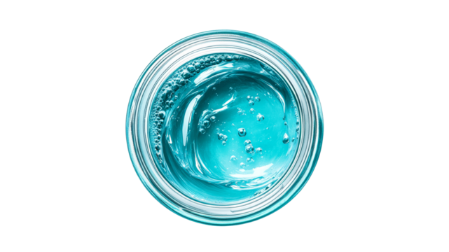 Clear container with blue gel on top