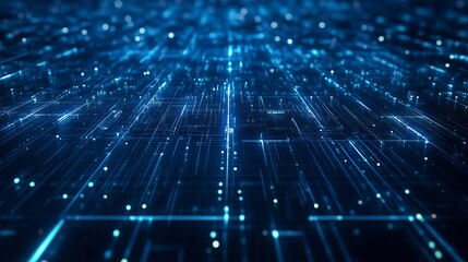 Deep Blue Digital Matrix Futuristic Grid Background