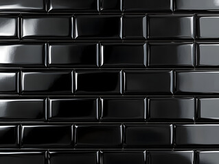 Obraz premium High-Gloss Black Rectangular Tiles in Running Bond Pattern