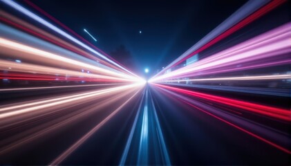 Obraz premium Dynamic Light Trails in Urban Nightscape with Motion Blur Effects