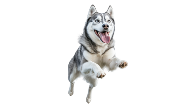 Energetic husky jumping in playful mood
