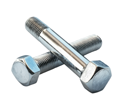 Steel Bolts on Transparent Background