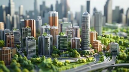 Fototapeta premium Smart city planning supported 3D modeling tools for sustainable building growth