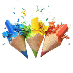 Colorful Pencil Shavings Splashing in Vibrant Artistic Explosion