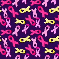 Breast cancer month seamless pink ribbon day mammogram pattern for wrapping paper and medical accessories