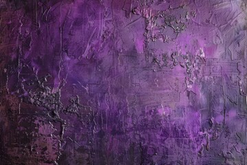 Grainy abstract surface, blotchy patterns in shadowy purples, faint iridescent highlights create a dark captivating mood.