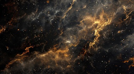 Cinematic grainy abstract patterns unfold, deep black set off by warm amber accents and random light bursts.