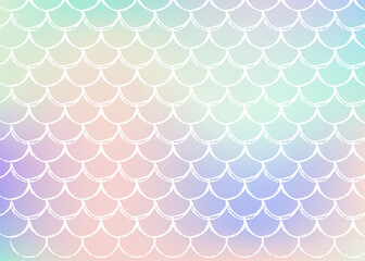Gradient scale background with holographic mermaid.