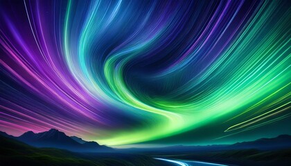 オーロラワープ | 美しい光の渦に吸い込まれる背景画像