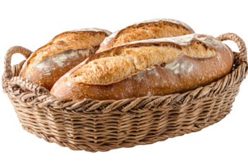 Freshly baked artisan bread in a basket