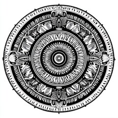 Intricate Black And White Circular Mandala Design