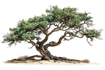 Majestic Bonsai Tree with Intricate Branching Against a Plain Background