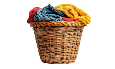 Colorful clothes in a wicker laundry basket (1)