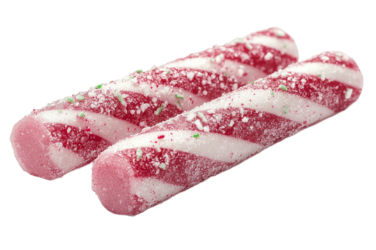 Traditional peppermint candy sticks on display