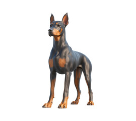 Realistic Doberman Dog on Clear Background