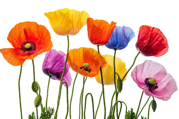 Fototapeta premium Colorful Poppies in Various Shades Blooming Nature Floral Arrangement