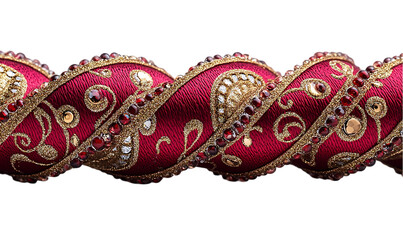 Obraz premium Ornate red fabric ribbon with gold embellishments