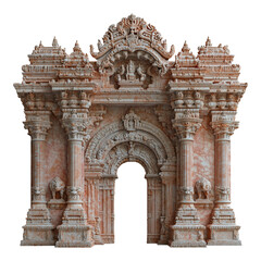 Obraz premium This image shows a detailed, ornate stone archway showcasing intricate carvings and architectural elements. It is a very ancient stone work.