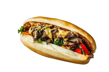 Gourmet sandwich, delicious fillings, appetizing view, food photography, perfect meal