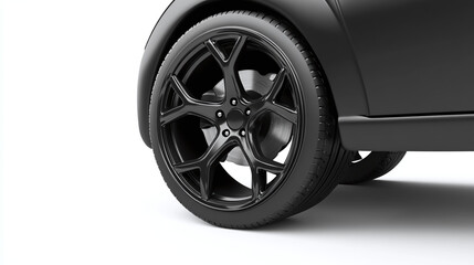 Obraz premium Black Car Tire Isolated Against A Clean White Backdrop