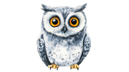 Naklejka premium Cute owl with big eyes on a white background