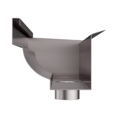 Asset 3D realistic galvanized steel rain gutter, isolated on white background