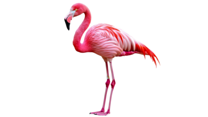 Flamingo standing on one leg in an outdoor setting