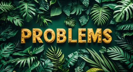 problems lettering on jungle leaves background