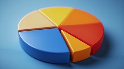 Obraz premium Colorful pie chart segments arranged on a blue background illustrating data representation concepts