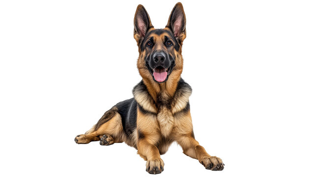 Content German shepherd on white background