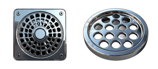 Chrome Drain Covers with Transparent Background